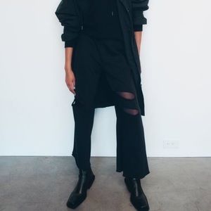 Zara black plush pants with rips